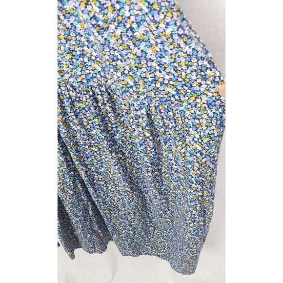 Old Navy Midi Wrap Dress 4X Blue Floral Ditsy Puff Sleeves Cottagecore Tiered - Picture 4 of 5